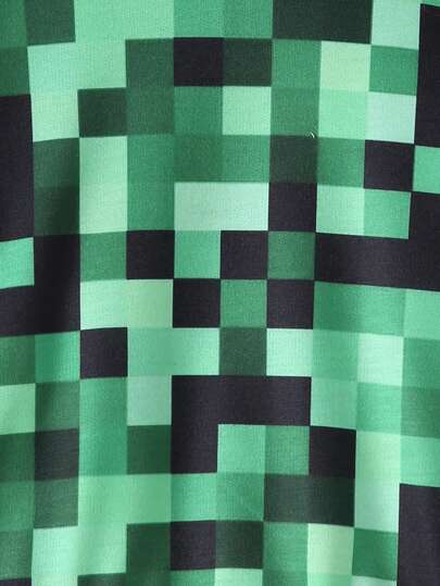 2 pièces/set sweat-shirt à capuche à manches longues avec imprimé à carreaux en mosaïque + Pantalon en patchwork à imprimé à carreaux en mosaïque et couleur unie, Automne/Hiver pour garçons