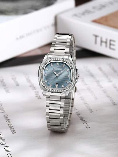 1 pièce Montre à quartz élégante pour femme avec bracelet en acier inoxydable, convient pour un port quotidien