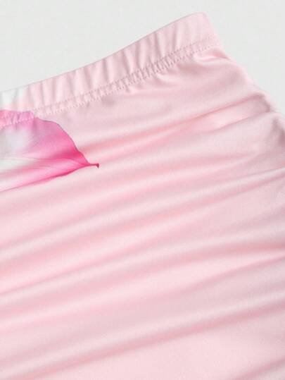 Sweetra 2 pièces Ensemble jupe sirène de couleur unie élégante et jupe à imprimé floral pour femmes