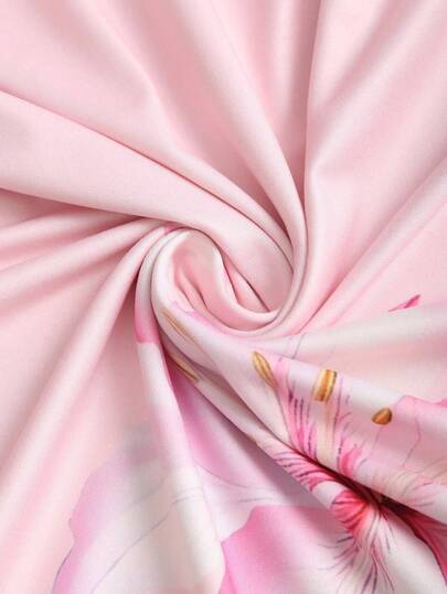 Sweetra 2 pièces Ensemble jupe sirène de couleur unie élégante et jupe à imprimé floral pour femmes