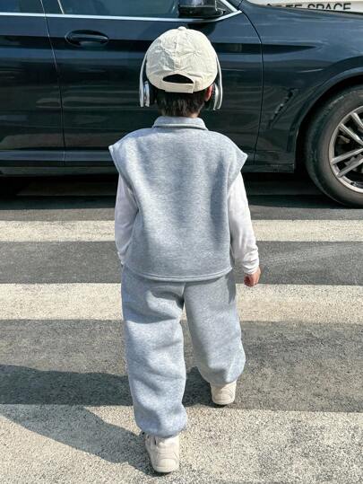 Ensemble 2 pièces/set pour jeunes garçons, style décontracté scolaire, coupe ample, sweat-shirt à capuche épais et pantalon automne-hiver, vêtements de rentrée scolaire et de sport d'été