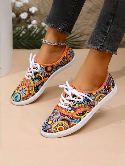 Chaussures en canevas à lacets confortables pour femmes - Baskets décontractées souples et respirantes, convenant pour la marche et la course