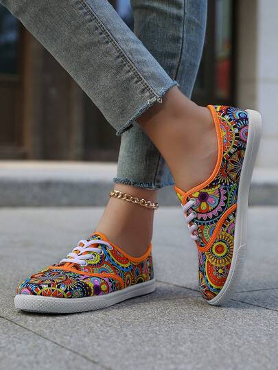 Chaussures en canevas à lacets confortables pour femmes - Baskets décontractées souples et respirantes, convenant pour la marche et la course
