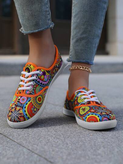 Chaussures en canevas à lacets confortables pour femmes - Baskets décontractées souples et respirantes, convenant pour la marche et la course