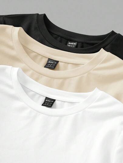 EZwear 3 pièces T-shirt femme col rond décontracté basique minimaliste modeste ajusté manches longues, convient pour le printemps l'automne l'hiver usage quotidien noir beige blanc