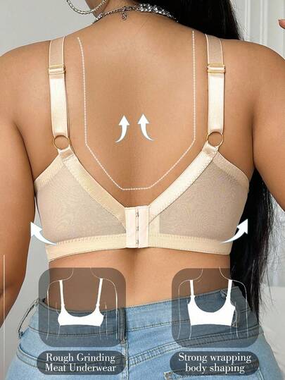 DesireSculpt 1 pièce Soutien-gorge grande taille à large bretelle avec armature en dentelle