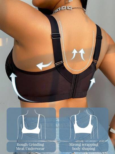 DesireSculpt 2 pièces Ensemble de soutien-gorge à armatures pour femmes grandes tailles, soutien-gorge en dentelle avec patchwork, bretelles larges de soutien, effet push-up