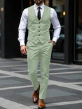 Manfinity Mode Costume de mariage en lin vert sauge pour hommes,Tenue élégante d'invité de mariage d'été, Formel