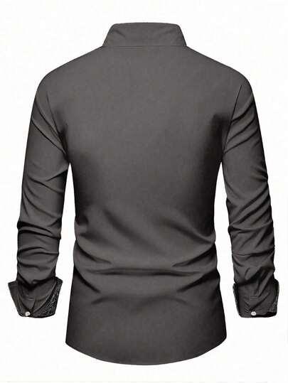 Manfinity Mode Chemise décontractée à manches longues avec boutons et imprimé floral sur la poche avant, pour l'automne, cérémonie formelle