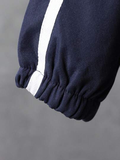 2 pièces/Set Jeune garçon Veste zippée en polaire à manches longues et pantalon assortis, imprimé football couleur unie. Convient pour les activités de plein air décontractées en automne/hiver