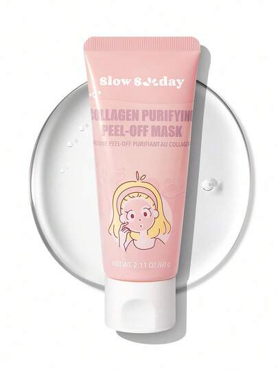 Masque Peel-Off Purifiant au Collagène Slow Sunday, Masque Enveloppant pour le Visage, Nettoyage en Profondeur, Collagène, Hyaluronate de Sodium, Purifie les Pores & Exfolie en Douceur pour une Peau Lisse, Soins de la Peau Coréens, Y2K, Convient pour l'Ét
