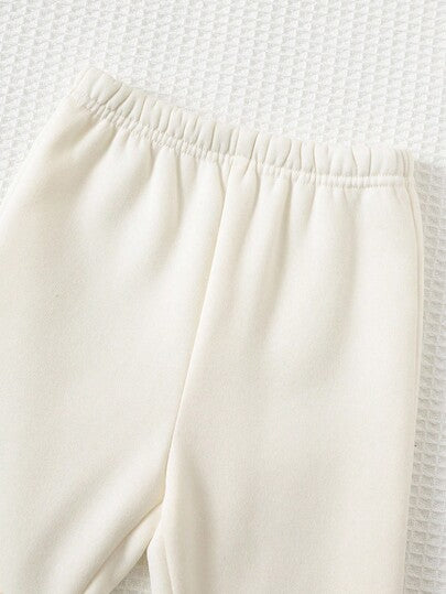 Cozy Pixies Ensemble 3 pièces pour bébé garçon beige, automne, décontracté, Sweat-shirt-shirt à capuche en tricot doux avec imprimé lettre Date, pantalon d'hiver à taille élastique & gilet matelassé sans manches, tenues nouveau-né