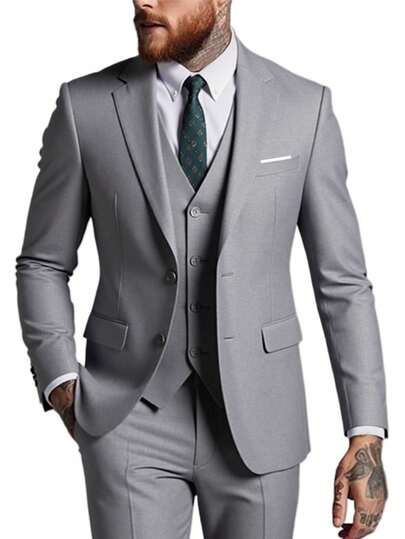 Ensemble de costume 3 pièces décontracté pour hommes, comprend veste de costume, pantalon, gilet, ensemble veste et pantalon de mariage pour marié, ensemble de costume professionnel de haute qualité pour les trajets
