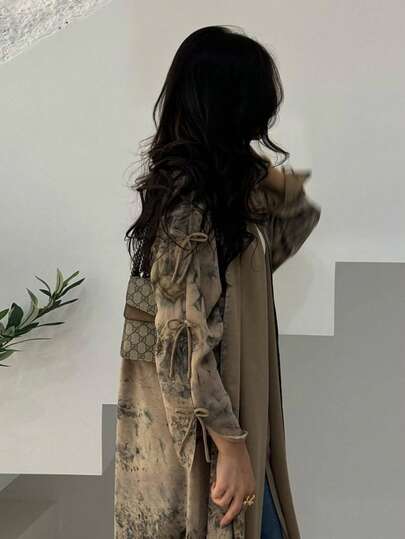 Hafizah Ensemble 2 pièces en mousseline imprimée pour femme, mode modeste, avec foulard, tenue décontractée d'été et automne