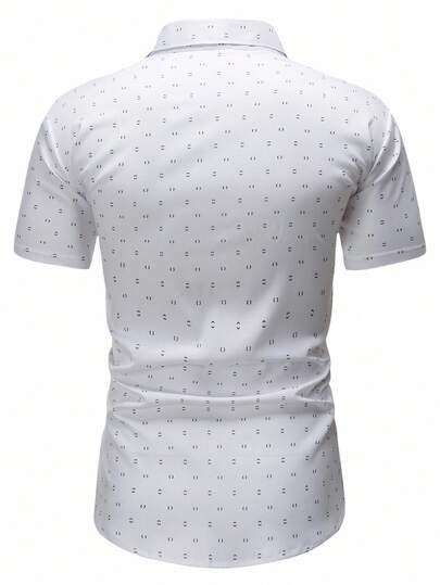 Calvornis Chemise formelle à manches courtes imprimée sur tout le corps pour hommes, coupe slim, boutonnée, graphique de travail, chemises d'été pour hommes, robe blanche, cérémonie