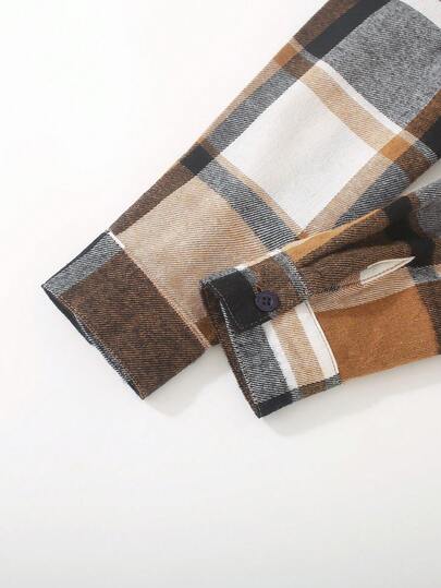 Chemise décontractée à manches longues à carreaux pour jeunes garçons