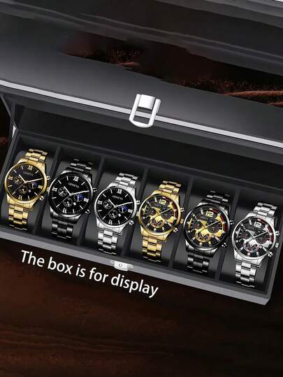 6 pièces/set Montres à quartz décontractées pour hommes avec calendrier, cadran rond, plusieurs options de couleurs, cadeau parfait pour la fête des pères, l'anniversaire ou l'anniversaire de mariage