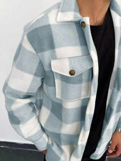 Veste décontractée à carreaux pour hommes, style simple et polyvalent à la mode, pour l'automne