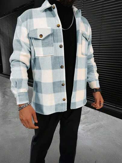 Veste décontractée à carreaux pour hommes, style simple et polyvalent à la mode, pour l'automne