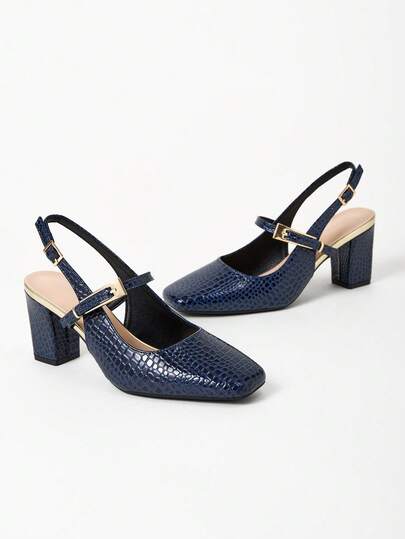 WHDXY 1 paire de escarpins à bout carré basiques pour femmes, avec talon haut de 7 cm. Chaussures habillées et épaisses pour le bureau, les hôtesses de l'air, les occasions formelles