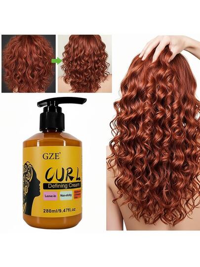 Crème de coiffage 3-en-1 sans rinçage GZE, hydratante, anti-frisottis, définition des boucles