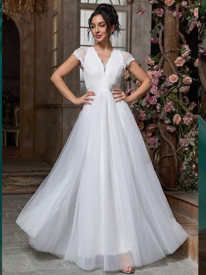 Robe de soirée élégante et vintage pour femmes avec imprimé floral, maille et dentelle contrastée, pour enterrement de vie de jeune fille, mariage, enterrement de vie de jeune fille, fiançailles, brunch, lune de miel, réception, répétition, bal de promo,