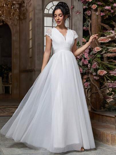 Robe de soirée élégante et vintage pour femmes avec imprimé floral, maille et dentelle contrastée, pour enterrement de vie de jeune fille, mariage, enterrement de vie de jeune fille, fiançailles, brunch, lune de miel, réception, répétition, bal de promo,