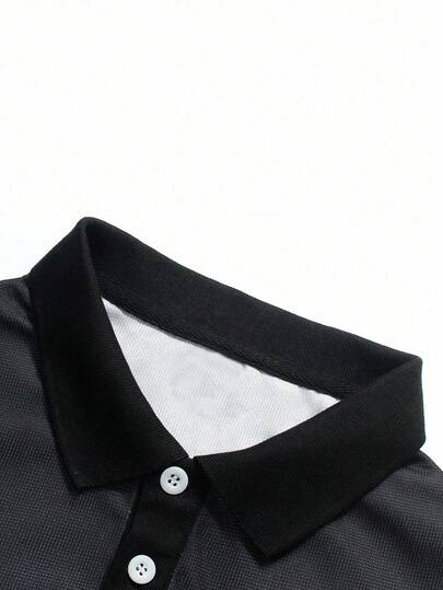 Manfinity Homme Polo homme à imprimé rayé et blocs de couleurs, automne, Top à manches longues