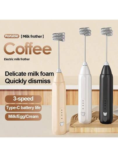 Mélangeur à main électrique rechargeable USB, mini batteur à œufs pour la crème pour la pâtisserie, mélangeur à café, fouet à crème, mixeur alimentaire de plein air, mousseur à lait réglable à tête unique, outil essentiel de cuisine, mélangeur à main pour