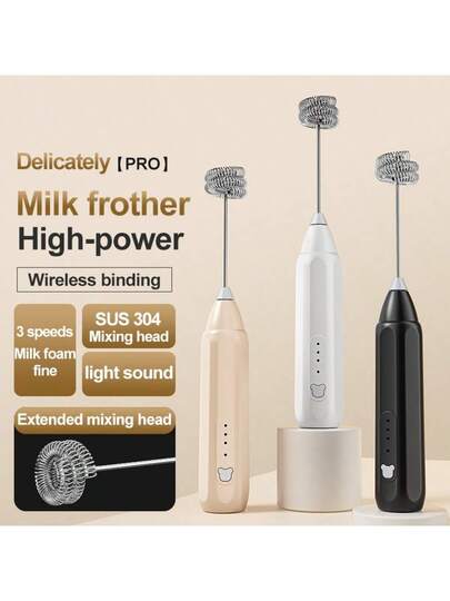 Mélangeur à main électrique rechargeable USB, mini batteur à œufs pour la crème pour la pâtisserie, mélangeur à café, fouet à crème, mixeur alimentaire de plein air, mousseur à lait réglable à tête unique, outil essentiel de cuisine, mélangeur à main pour