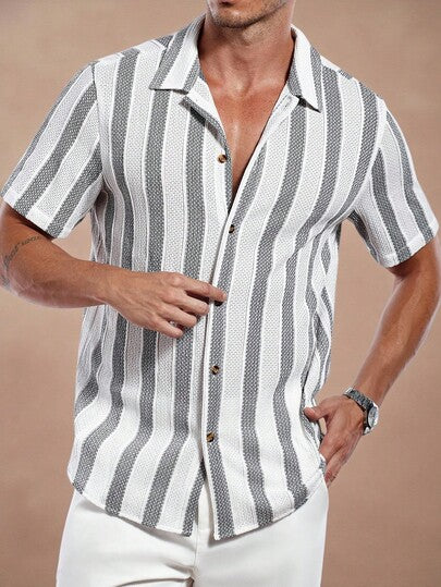 Manfinity Homme Chemise polo rayée décontractée pour hommes