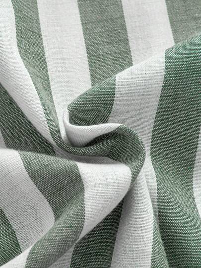 Chemise à rayures coupe slim pour hommes, chemise décontractée à manches longues avec col et boutons, polyvalente pour les rendez-vous, la plage, les vacances