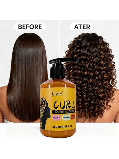 Crème de coiffage 3-en-1 sans rinçage GZE, hydratante, anti-frisottis, définition des boucles