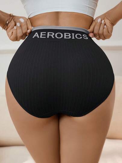 1 pièce Culotte hanches confortable avec taille-basse contrastée pour femmes