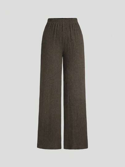 Sweetra 2 pièces Ensemble minimaliste de femmes pour le trajet, en tricot texturé confortable avec boucle métallique décorative, automne