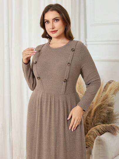 Lacomfia Robe en tricot polaire décontractée grande taille pour femmes