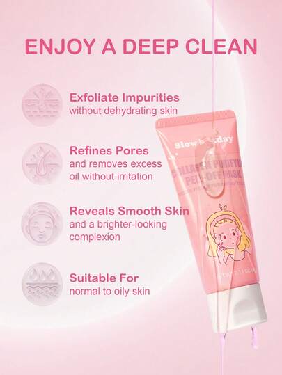 Masque Peel-Off Purifiant au Collagène Slow Sunday, Masque Enveloppant pour le Visage, Nettoyage en Profondeur, Collagène, Hyaluronate de Sodium, Purifie les Pores & Exfolie en Douceur pour une Peau Lisse, Soins de la Peau Coréens, Y2K, Convient pour l'Ét