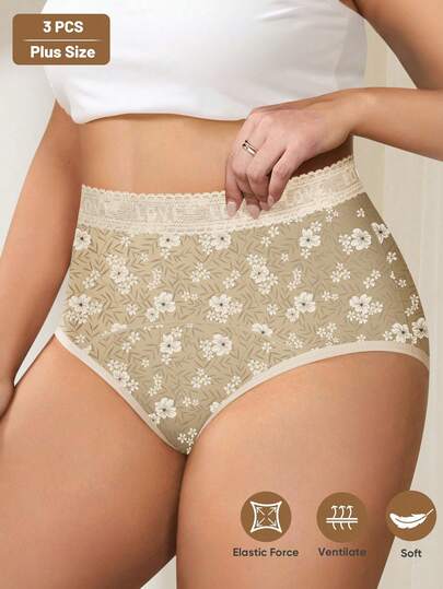 MIOTAN 3 pièces/paquet Sous-vêtements de protection menstruelle pour femmes en grande taille, automne/hiver