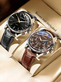 2 pièces/set Combo de montres pour hommes, cadran multi-éléments décontracté et professionnel, convient pour un port quotidien, peut également être décoratif ou un cadeau pour les amis et les pères