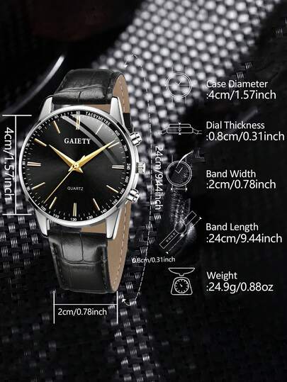 2 pièces/set Combo de montres pour hommes, cadran multi-éléments décontracté et professionnel, convient pour un port quotidien, peut également être décoratif ou un cadeau pour les amis et les pères