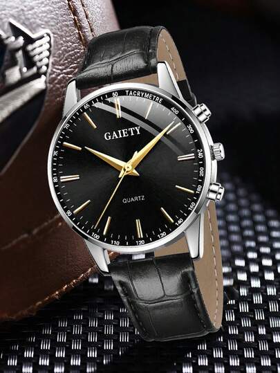 2 pièces/set Combo de montres pour hommes, cadran multi-éléments décontracté et professionnel, convient pour un port quotidien, peut également être décoratif ou un cadeau pour les amis et les pères