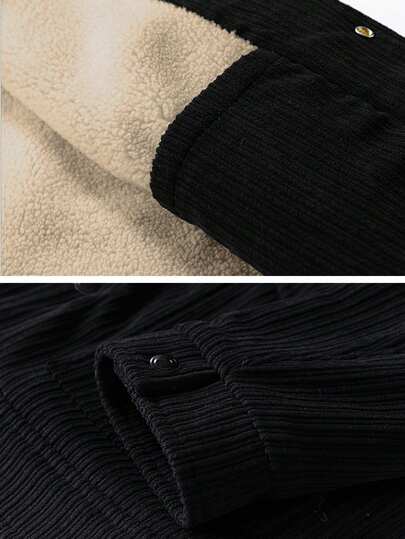 Veste décontractée minimaliste pour homme pour l'extérieur, à manches longues. Veste doublée thermique et épaissie avec col, convenant pour l'automne/l'hiver