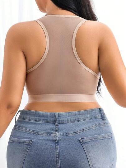 1 pièce Soutien-gorge sans armatures à fermeture frontale grande taille, respirant
