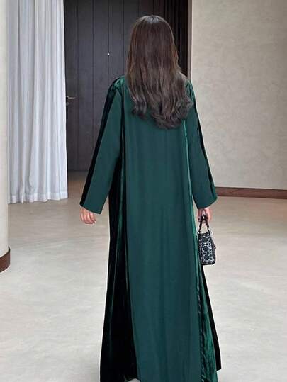 Robe longue élégante et à la mode pour femmes, cardigan ample et confortable de style moyen-oriental, robe longue à manches longues digne pour l'automne