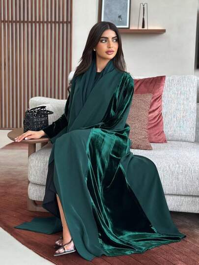 Robe longue élégante et à la mode pour femmes, cardigan ample et confortable de style moyen-oriental, robe longue à manches longues digne pour l'automne