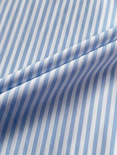 Franclia Chemise à manches longues rayée classique, motif délicat brodé, coupe ample et confortable
