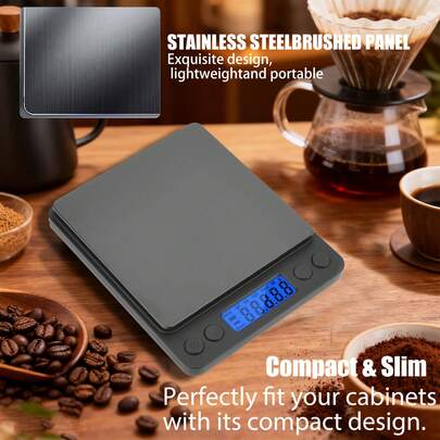 [Ustensiles de cuisine] Une balance de cuisine électronique en acier inoxydable avec une capacité maximale de 3 kg et une fonctionnalité polyvalente. Elle dispose d'un écran LCD rétroéclairé et convient à diverses utilisations, telles que la cuisine à la