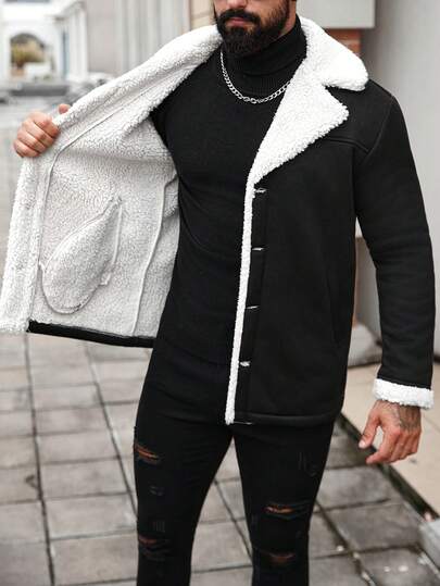 Manfinity Roughcore Veste réversible matelassée pour homme, veste d'hiver noire et blanche