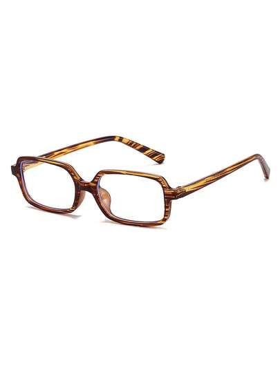 1 paire de lunettes rectangulaires minimalistes à petits verres en PC multicolores et rayées pour femmes