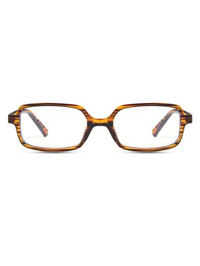 1 paire de lunettes rectangulaires minimalistes à petits verres en PC multicolores et rayées pour femmes